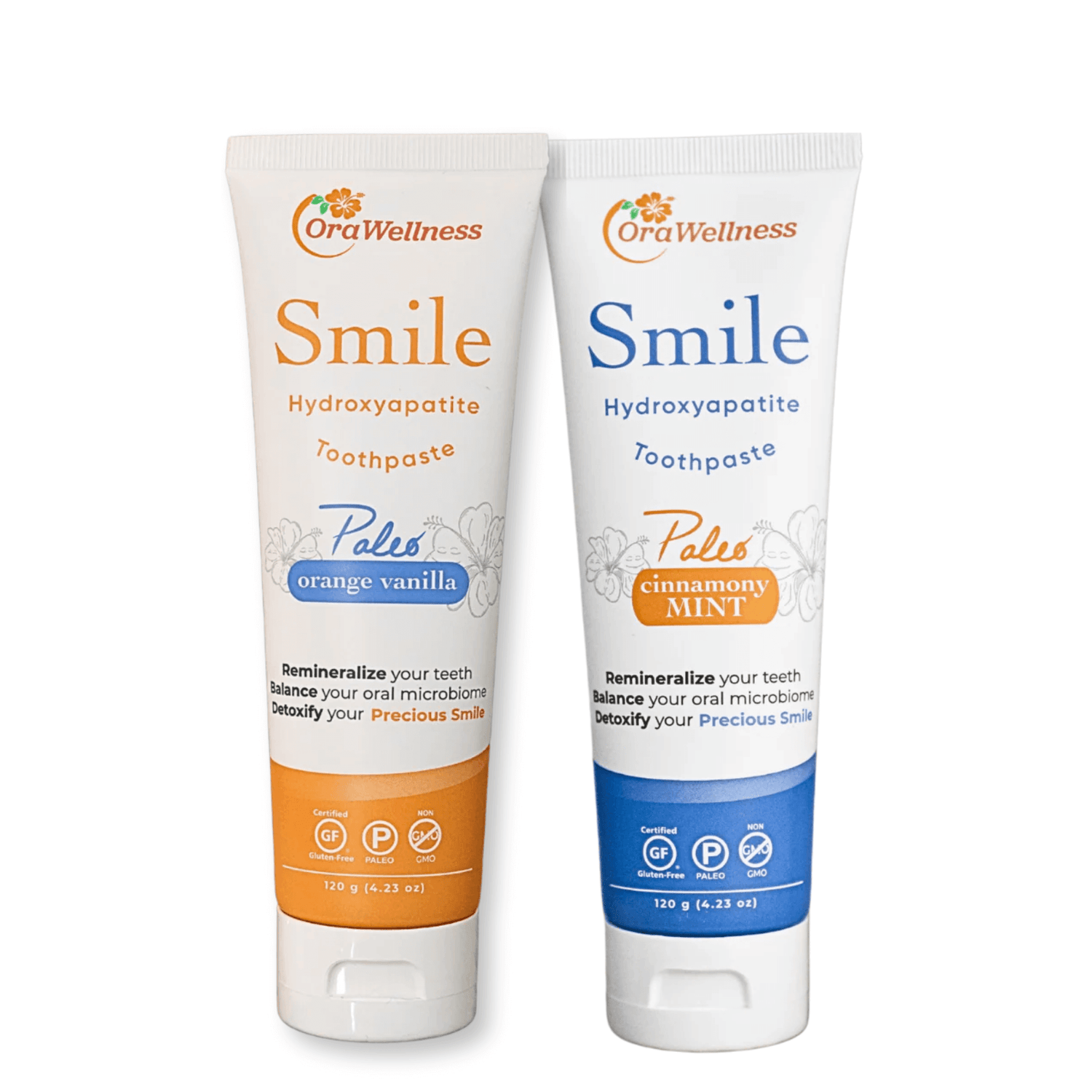 Smile Paleo Toothpaste 120g: Natural MCHA Cinnamony Mint and Orange Vanilla flavours.